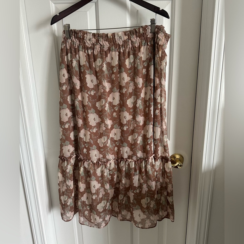 Floral Shimmery Brown Skirt